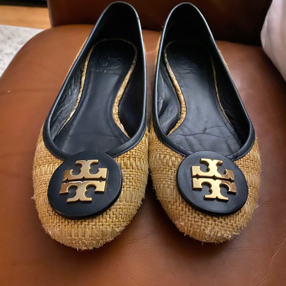 Tory Burch Reva straw flats